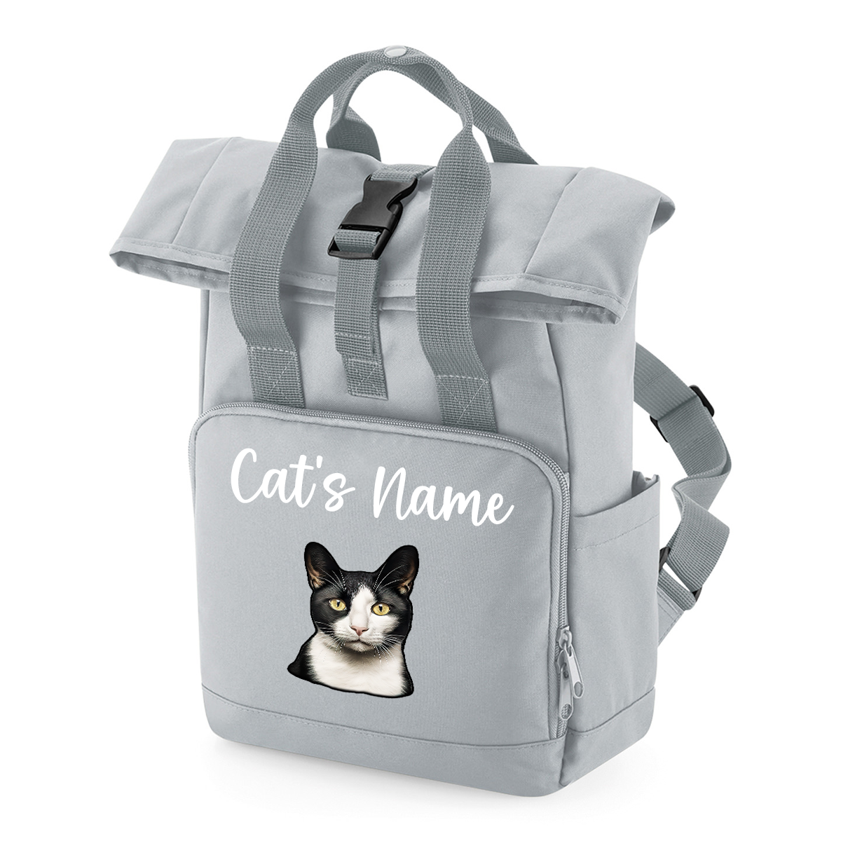 Grey Cat Breed with Personalised Name Backpack