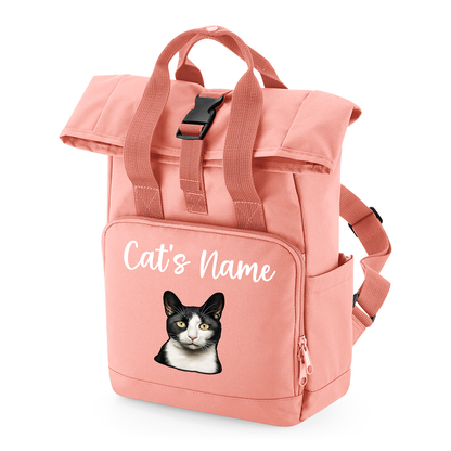 Pink Cat Breed with Personalised Name Backpack