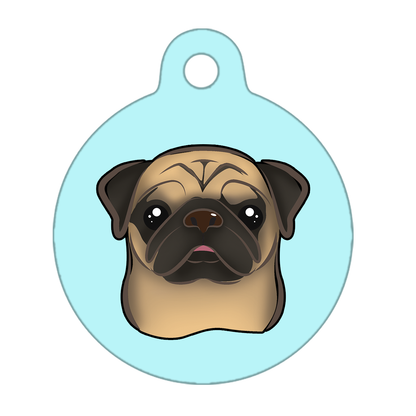 19mm Diameter Tiny Size - Pug Dog