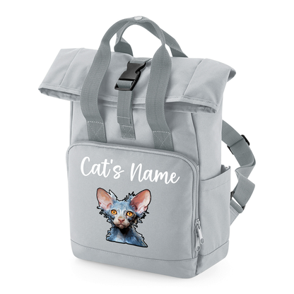 Grey Cat Breed with Personalised Name Backpack