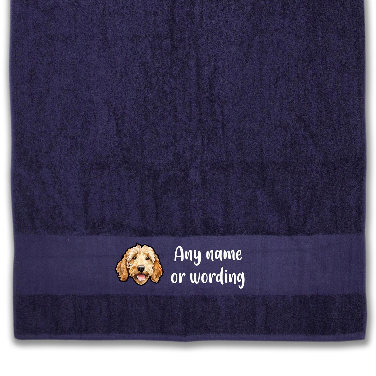 MIDNIGHT BLUE Any Pet Name And A Choice Of Dog Breed - Travel Towel