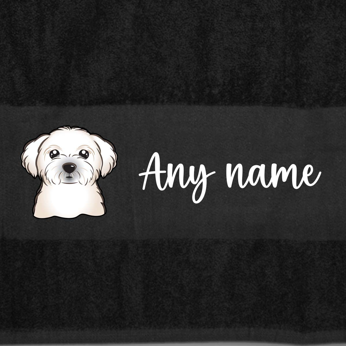 BLACK Any Pet Name And A Choice Of Dog Breed - Travel Towel