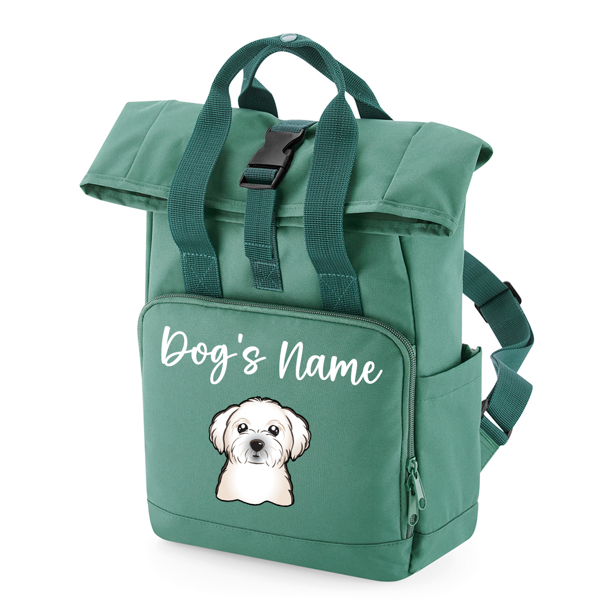 Sage Green Any Breed Backpack With Custom Personalised Dog Name