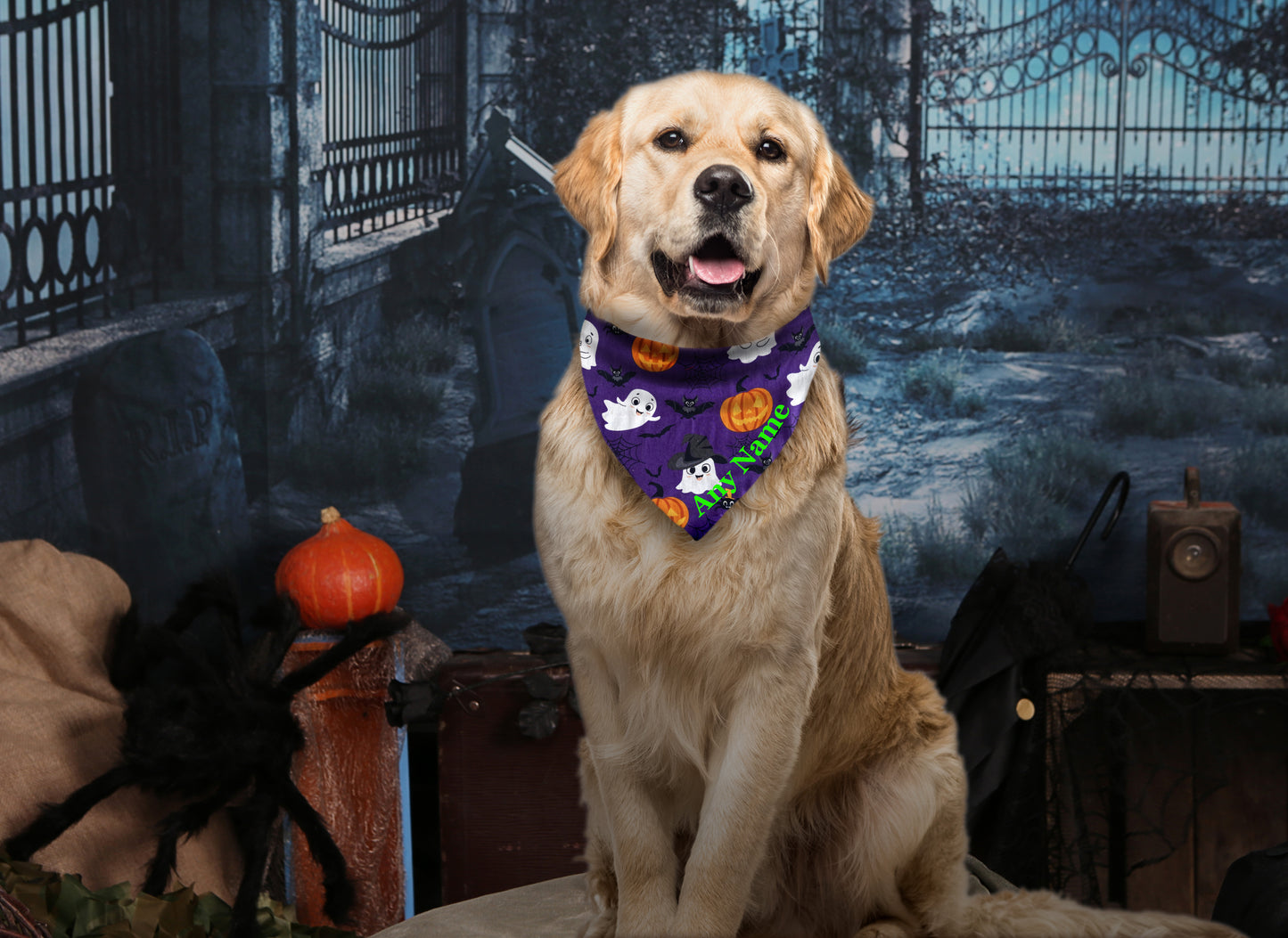 Cute Ghosts Pumpkins & Bats Personalised Dog Bandana