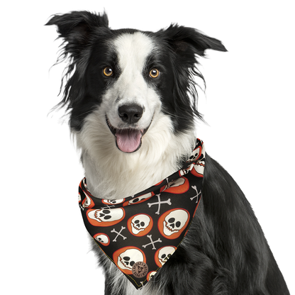 The Bristol - Skull on Orange Spot Tied Dog Bandana