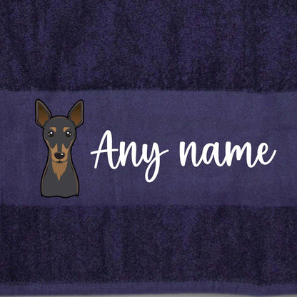 MIDNIGHT BLUE Any Pet Name And A Choice Of Dog Breed - Travel Towel