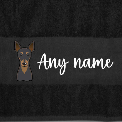 BLACK Any Pet Name And A Choice Of Dog Breed - Travel Towel