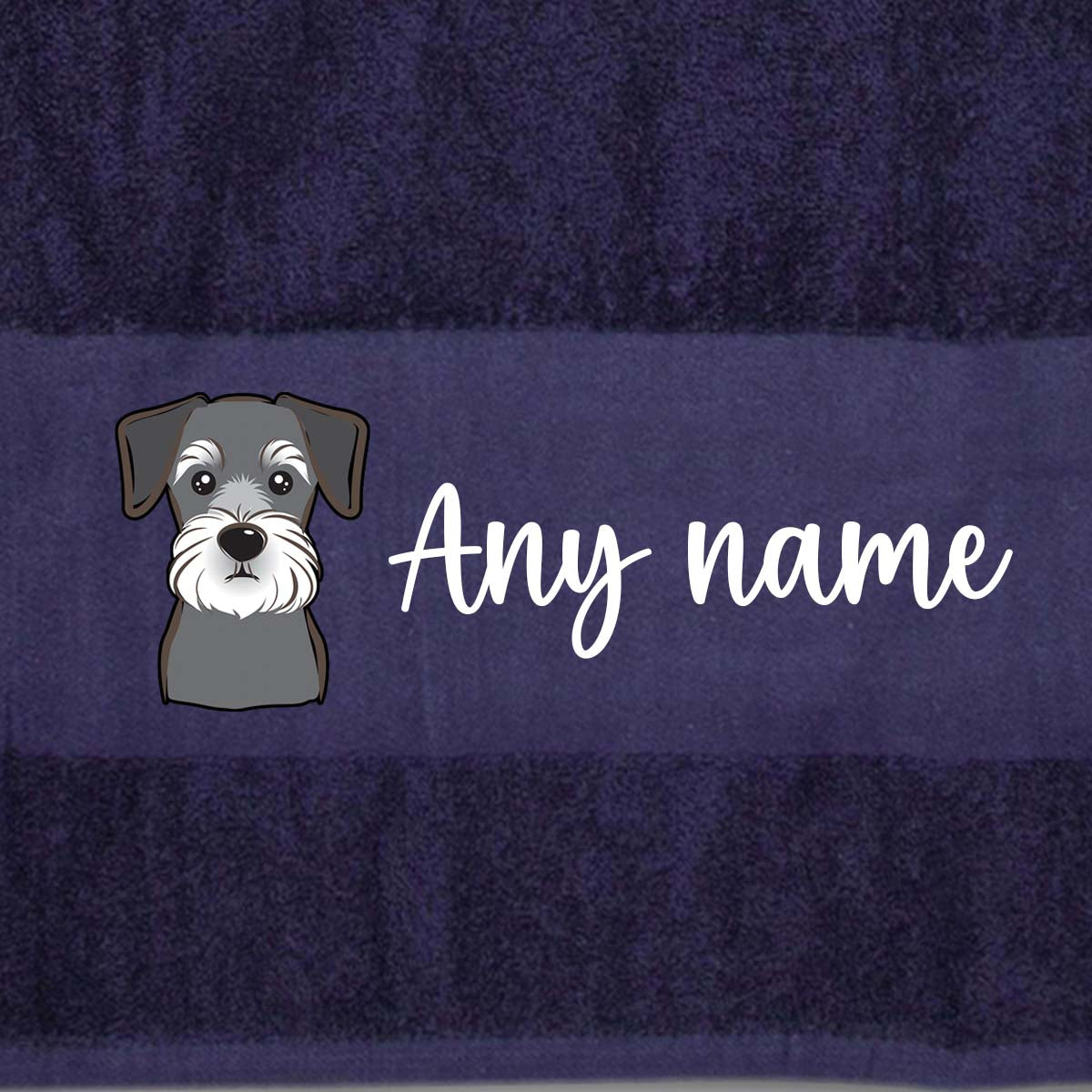 MIDNIGHT BLUE Any Pet Name And A Choice Of Dog Breed - Travel Towel