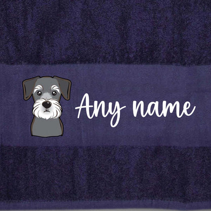 MIDNIGHT BLUE Any Pet Name And A Choice Of Dog Breed - Travel Towel