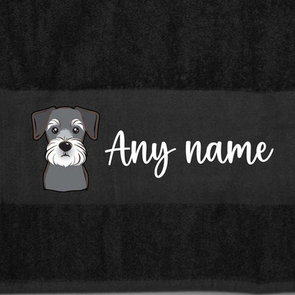 BLACK Any Pet Name And A Choice Of Dog Breed - Travel Towel