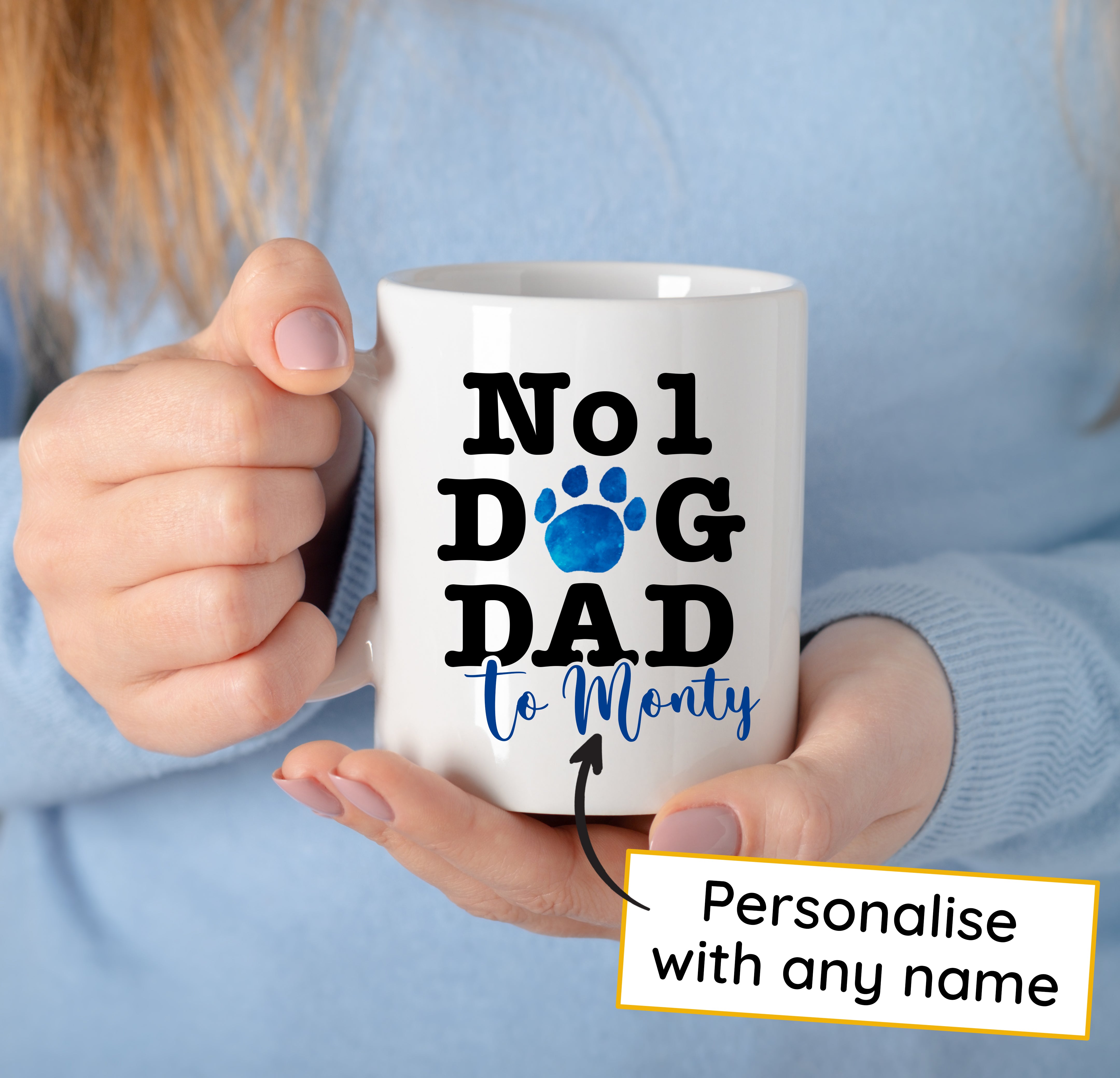 Number 1 Dog Dad Mug Any Name Custom Photo