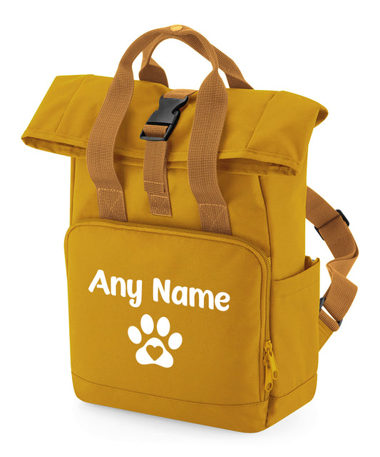 Mustard Heart & Paw Backpack With Any Name Or Wording