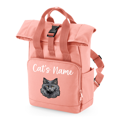 Pink Cat Breed with Personalised Name Backpack