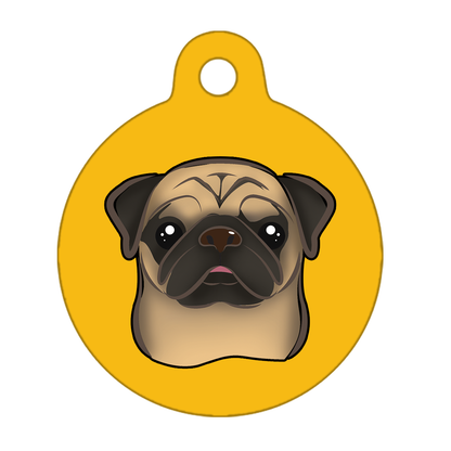 19mm Diameter Tiny Size - Pug Dog