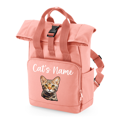 Pink Cat Breed with Personalised Name Backpack