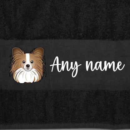 BLACK Any Pet Name And A Choice Of Dog Breed - Travel Towel