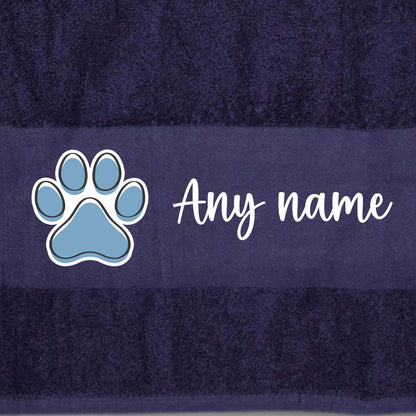 MIDNIGHT BLUE Any Pet Name And A Choice Of Dog Breed - Travel Towel