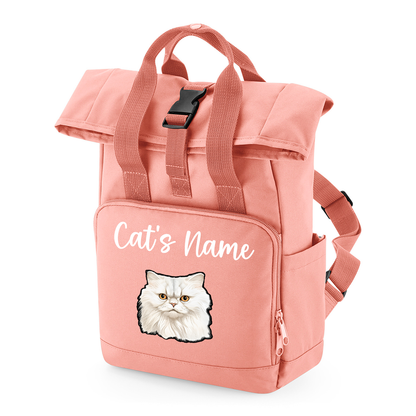 Pink Cat Breed with Personalised Name Backpack