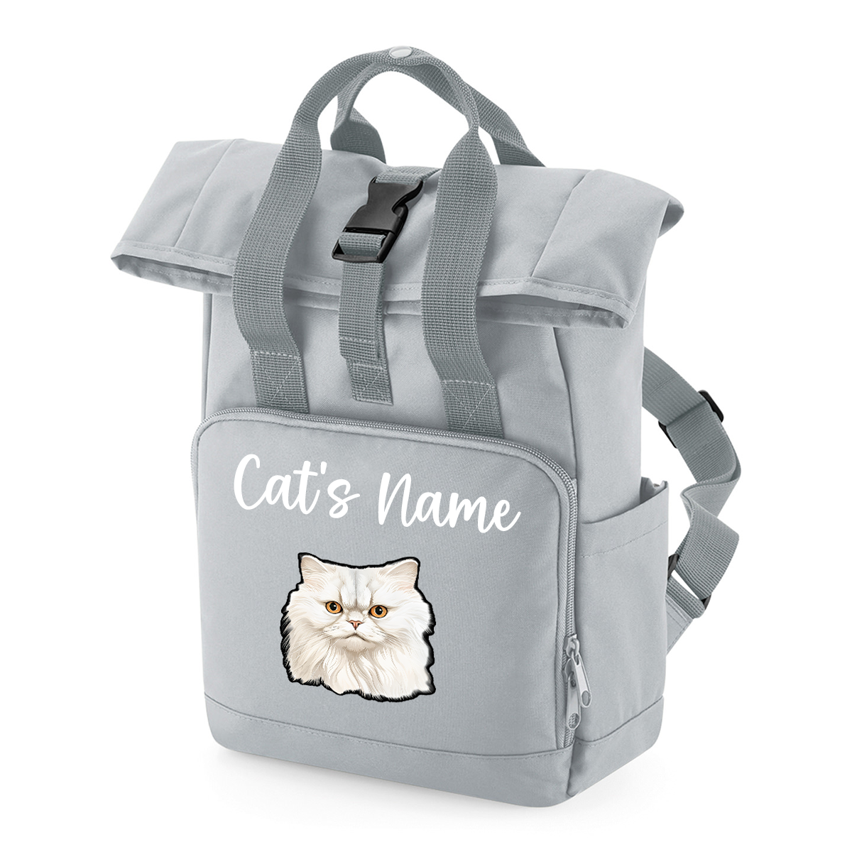 Grey Cat Breed with Personalised Name Backpack