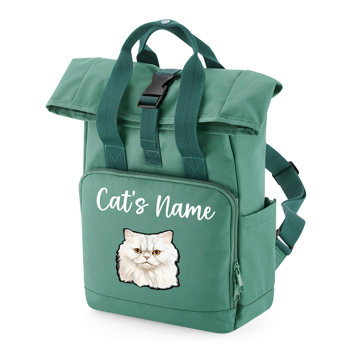 Sage Green Cat Breed with Personalised Name Backpack