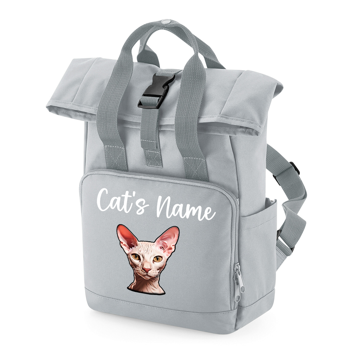 Grey Cat Breed with Personalised Name Backpack