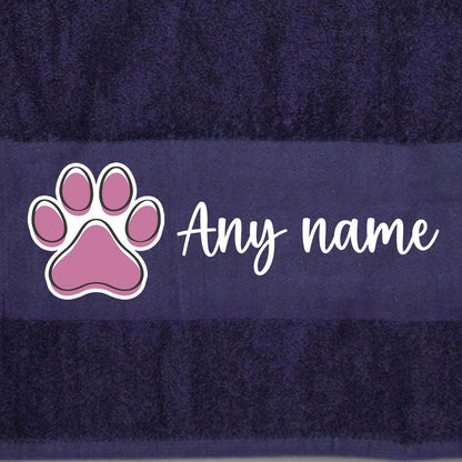 MIDNIGHT BLUE Any Pet Name And A Choice Of Dog Breed - Travel Towel