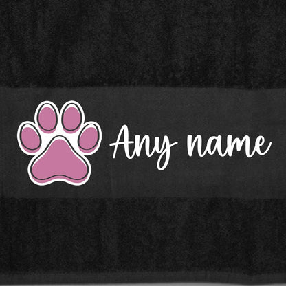 BLACK Any Pet Name And A Choice Of Dog Breed - Travel Towel