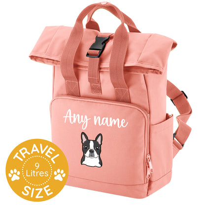 Travel Rucksack 9 Litres Peach Coral Any Breed Backpack With Custom Personalised Dog Name