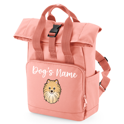 Travel Rucksack 9 Litres Peach Coral Any Breed Backpack With Custom Personalised Dog Name