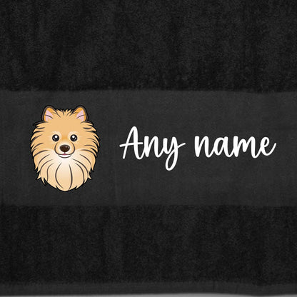 BLACK Any Pet Name And A Choice Of Dog Breed - Travel Towel