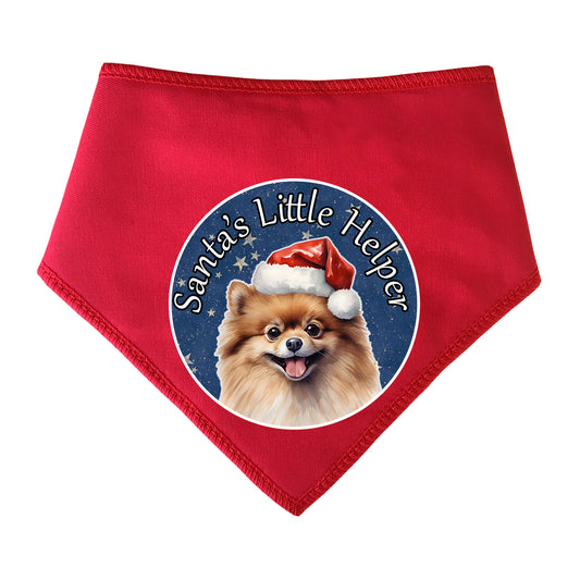 Pomeranian Design Santa's Little Helper Dog Bandana