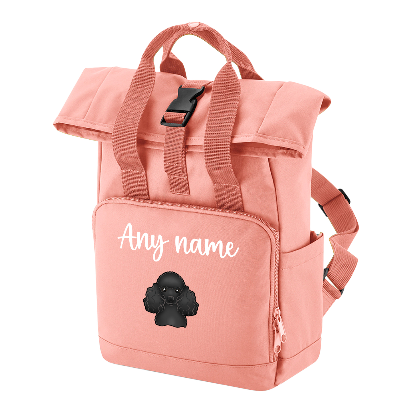 Overnighter Rucksack 14 Litres Peach Coral Any Breed Backpack With Custom Personalised Dog Name