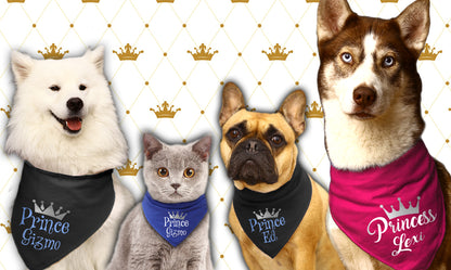 Prince Crown Any Name Dog Bandana