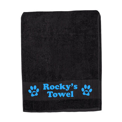 Black Personalised Dog Towel - Any Name or Wording