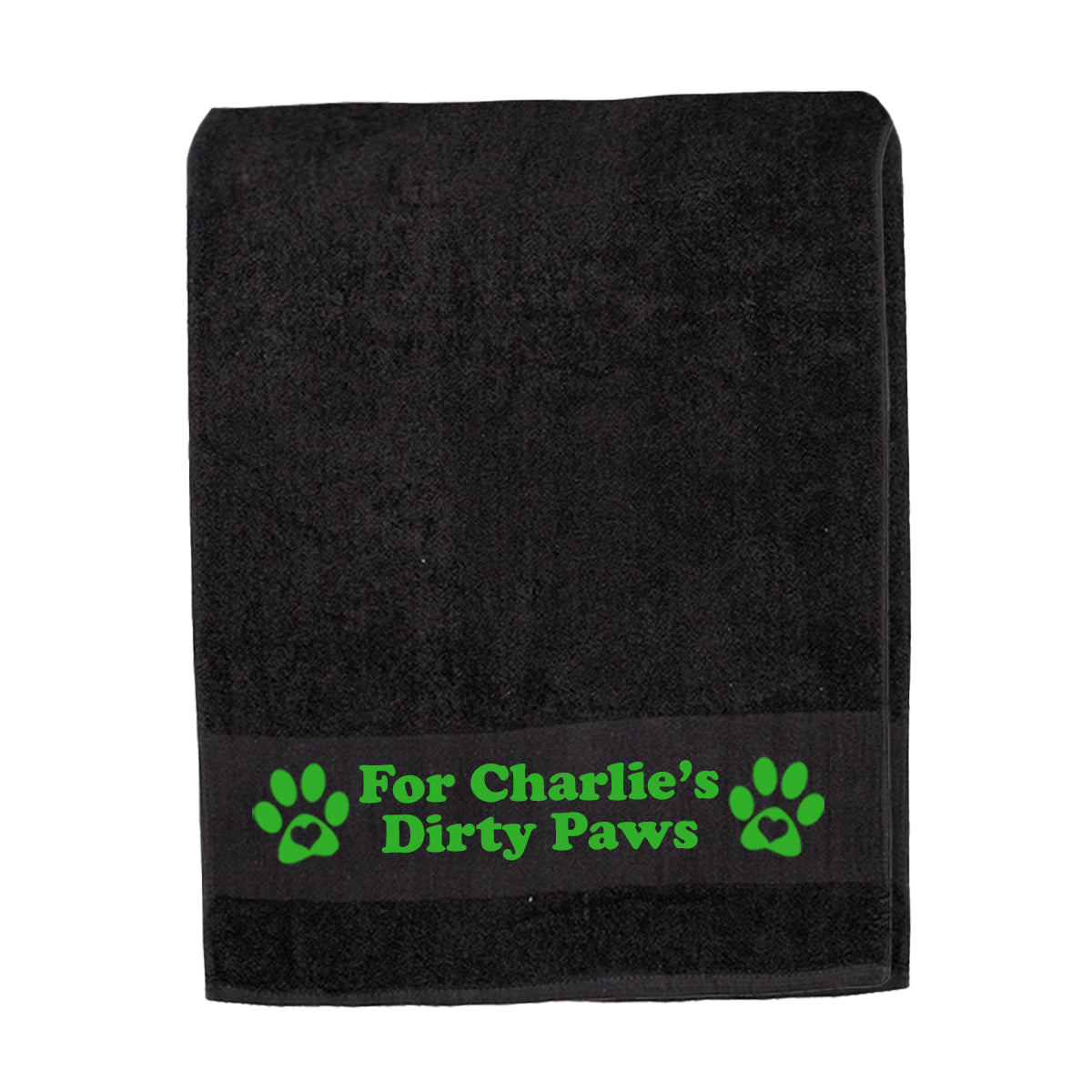 Black Personalised Dog Towel - Any Name or Wording