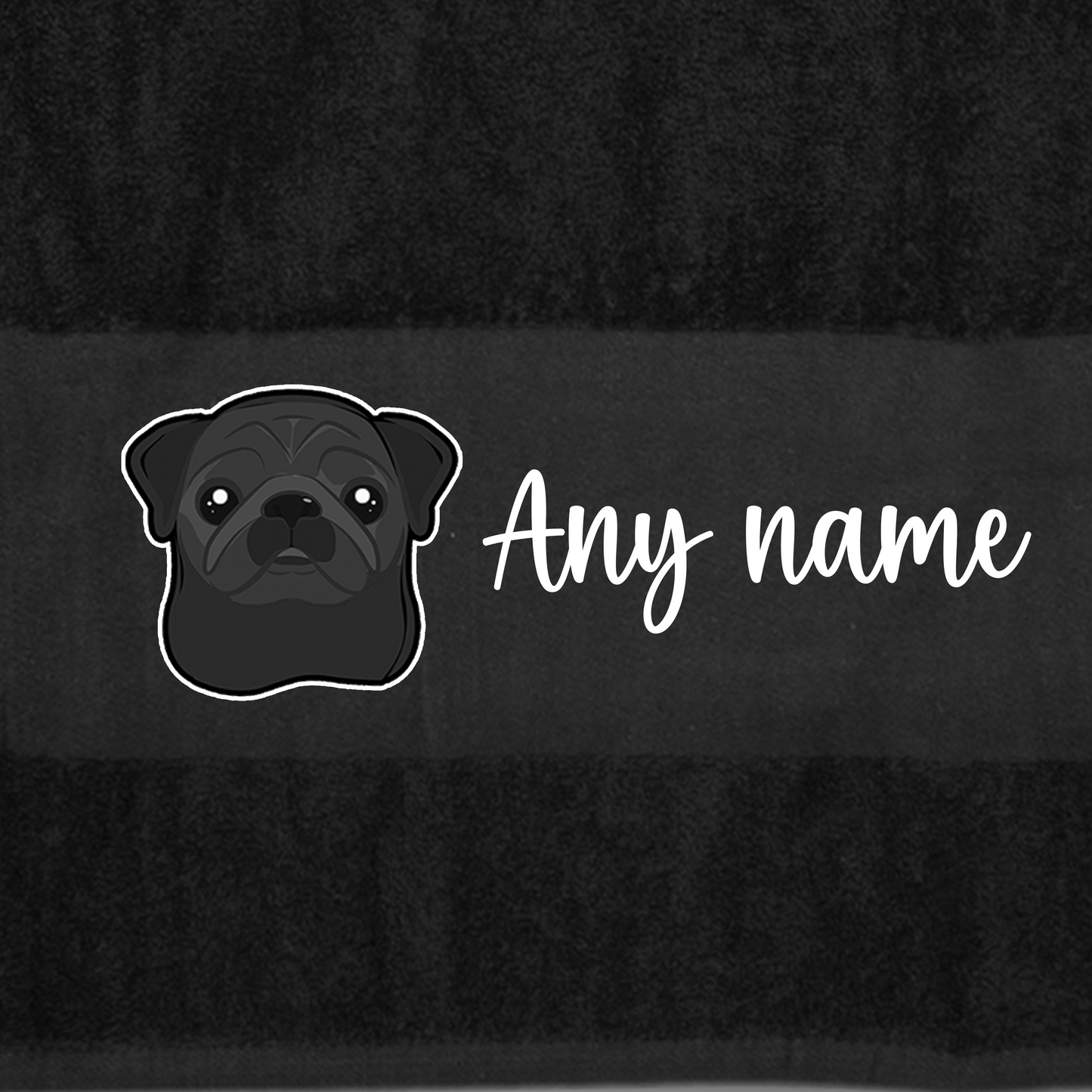 BLACK Any Pet Name And A Choice Of Dog Breed - Travel Towel