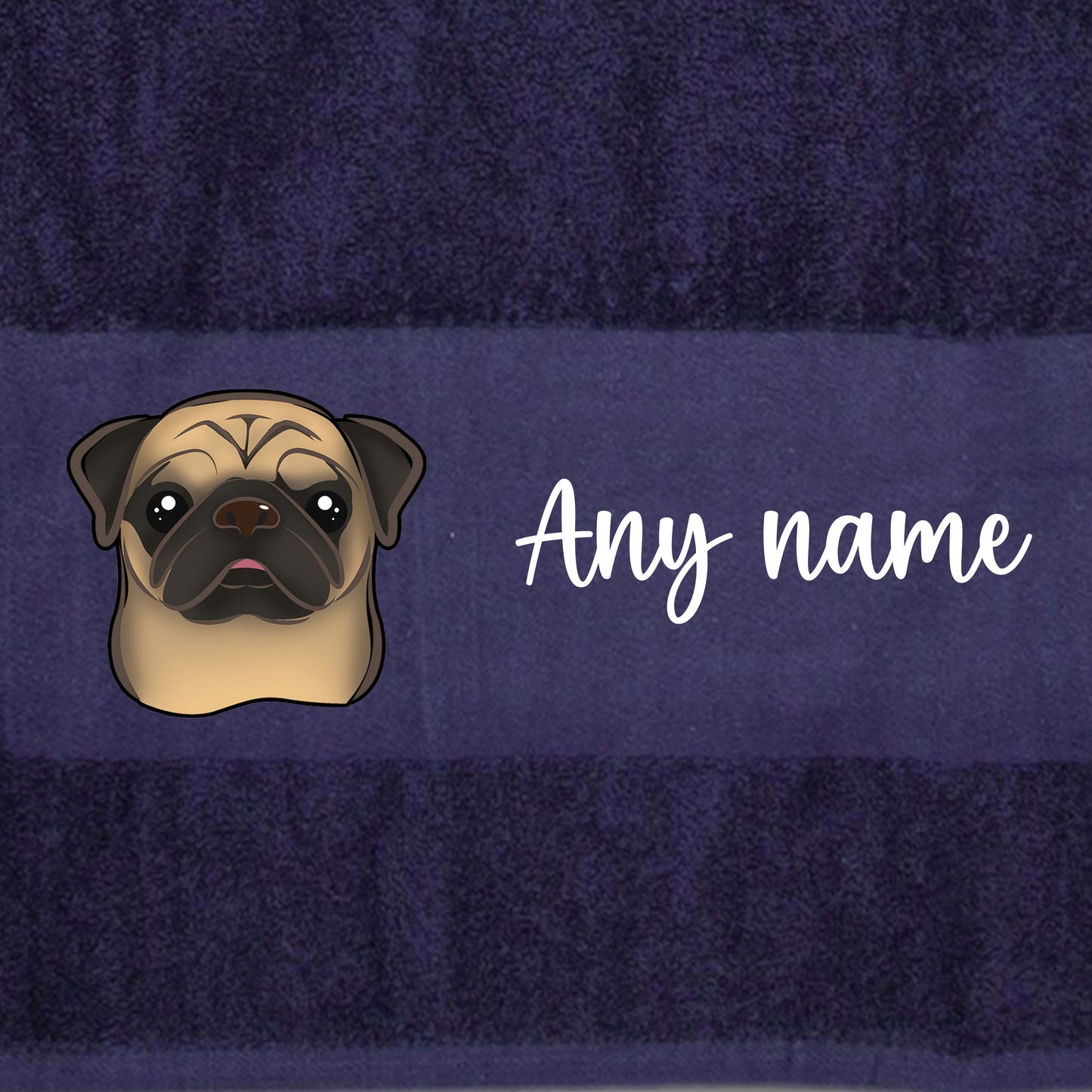 MIDNIGHT BLUE Any Pet Name And A Choice Of Dog Breed - Travel Towel