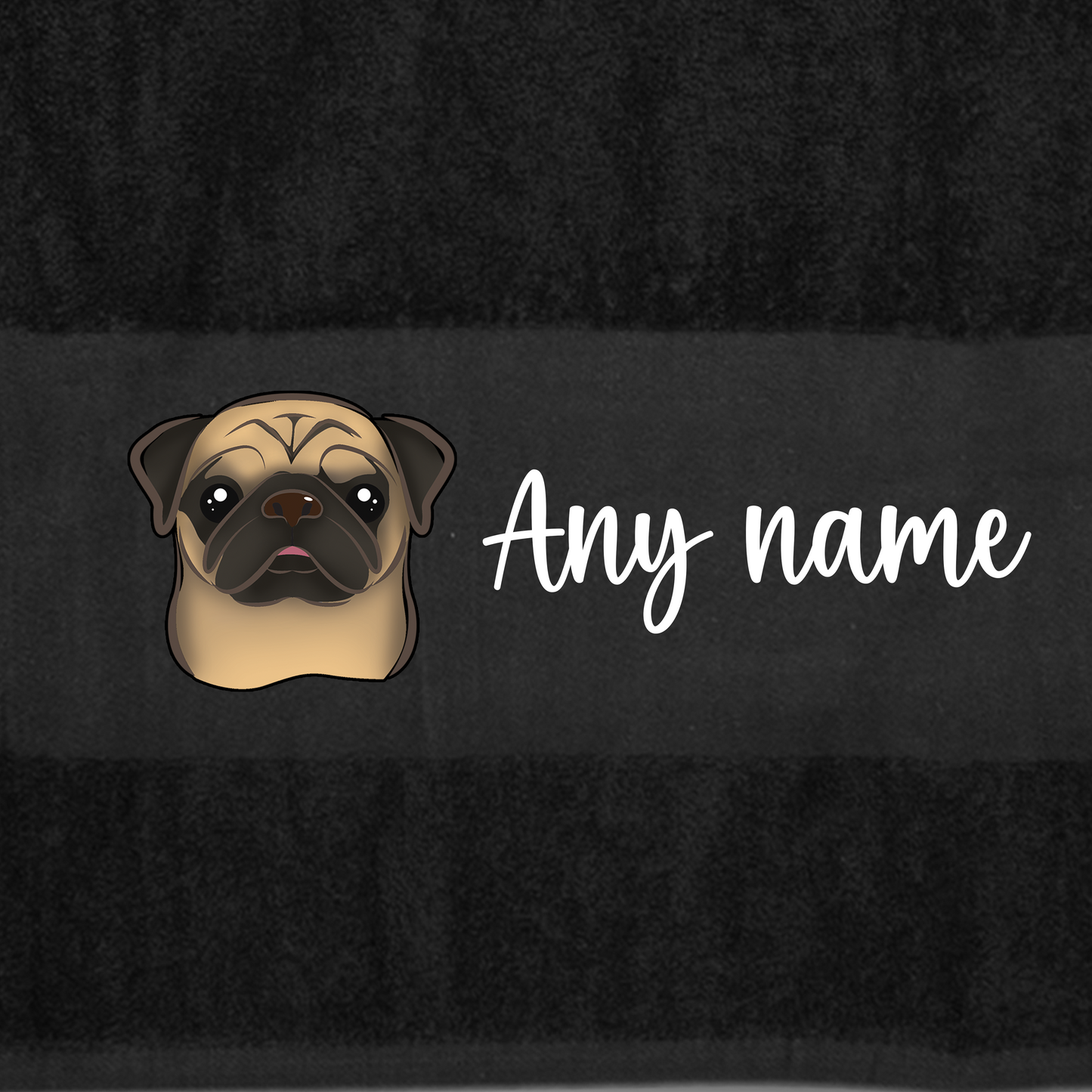 BLACK Any Pet Name And A Choice Of Dog Breed - Travel Towel