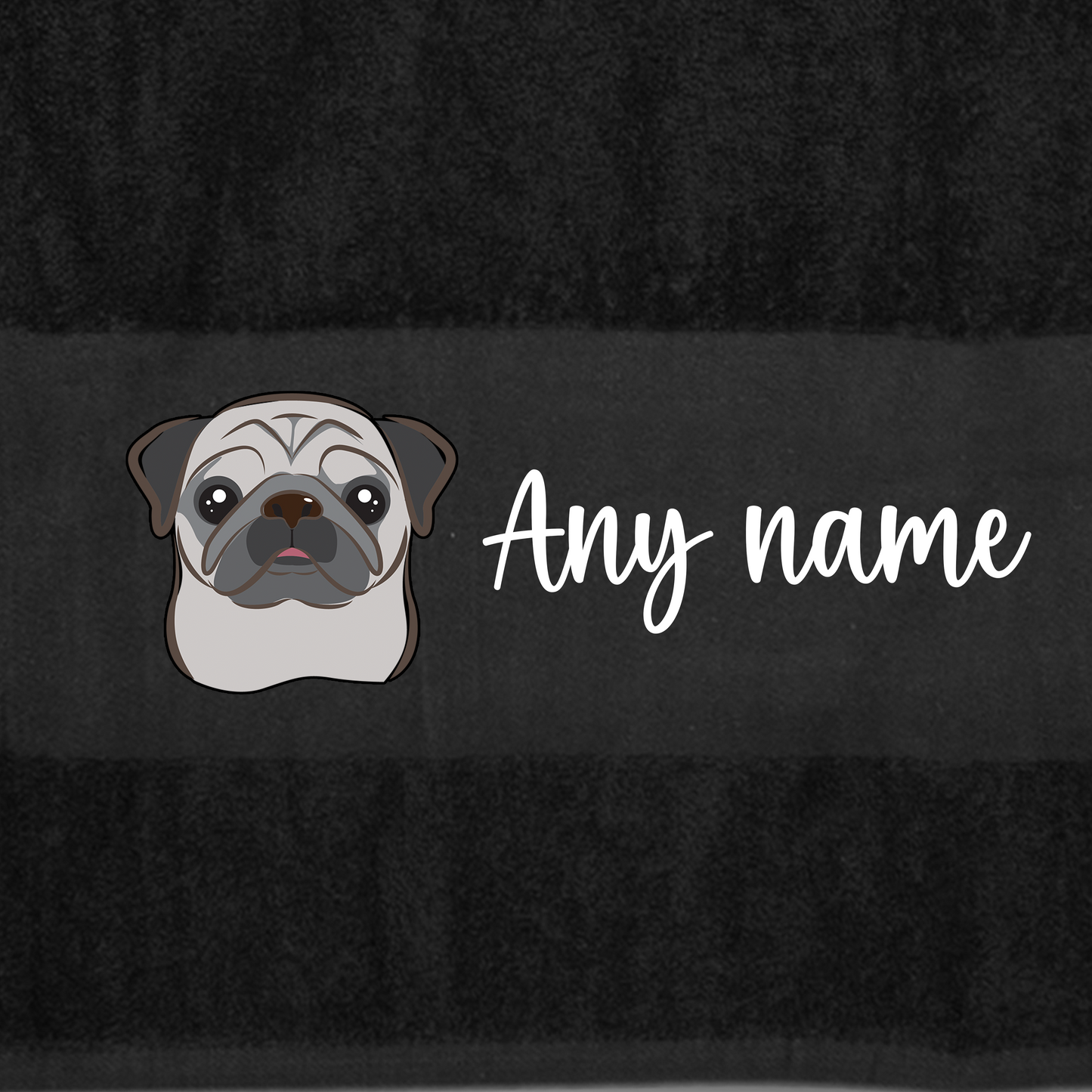 BLACK Any Pet Name And A Choice Of Dog Breed - Travel Towel