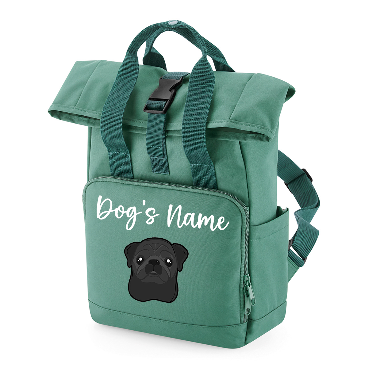 Sage Green Any Breed Backpack With Custom Personalised Dog Name