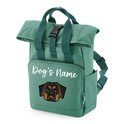 Sage Green Any Breed Backpack With Custom Personalised Dog Name