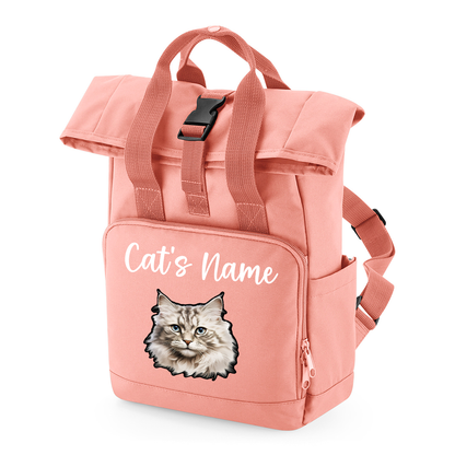 Pink Cat Breed with Personalised Name Backpack