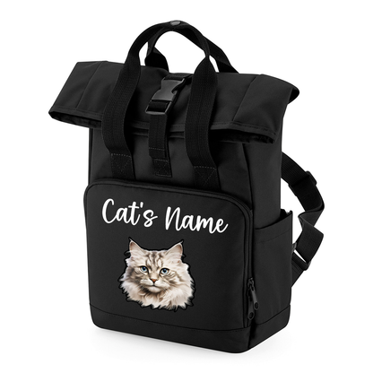 Black Cat Breed with Personalised Name Backpack