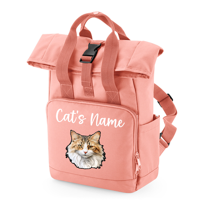 Pink Cat Breed with Personalised Name Backpack