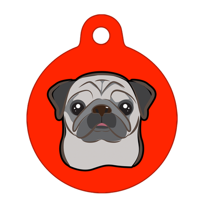 19mm Diameter Tiny Size - Pug Dog