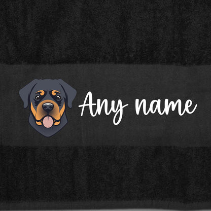 BLACK Any Pet Name And A Choice Of Dog Breed - Travel Towel