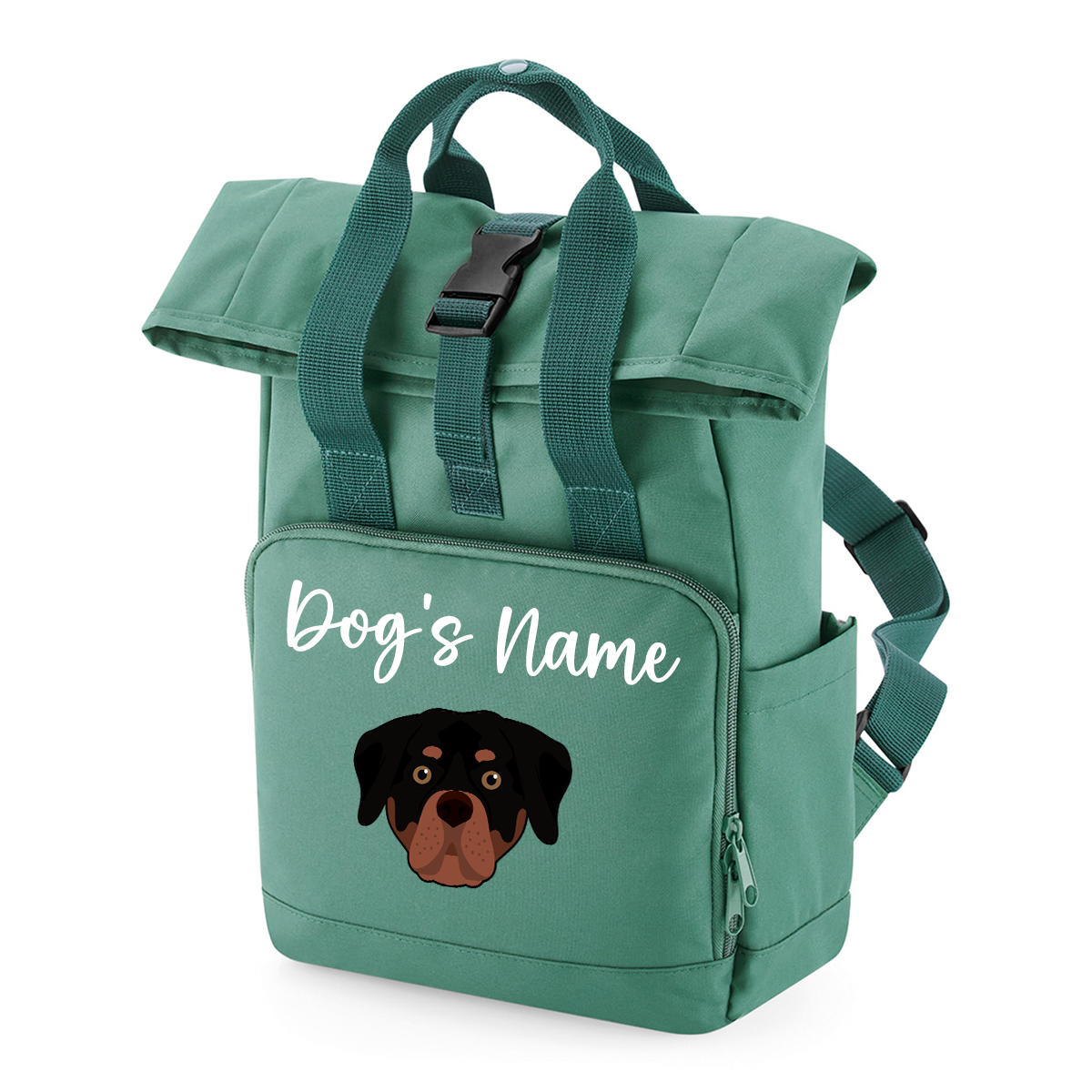 Sage Green Any Breed Backpack With Custom Personalised Dog Name