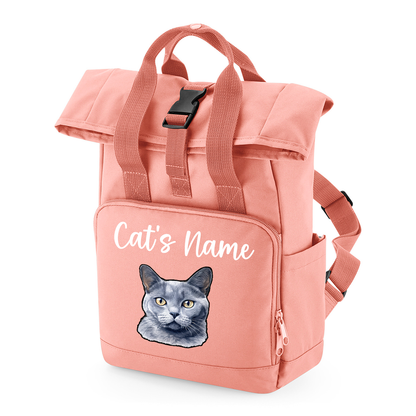 Pink Cat Breed with Personalised Name Backpack