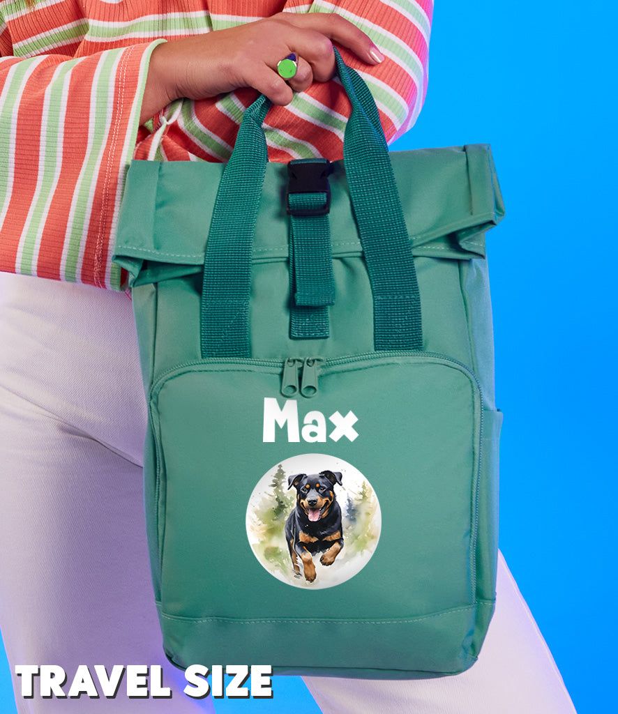 Mustard Any Breed Running Woodland Dog with Personalised Name Backpack