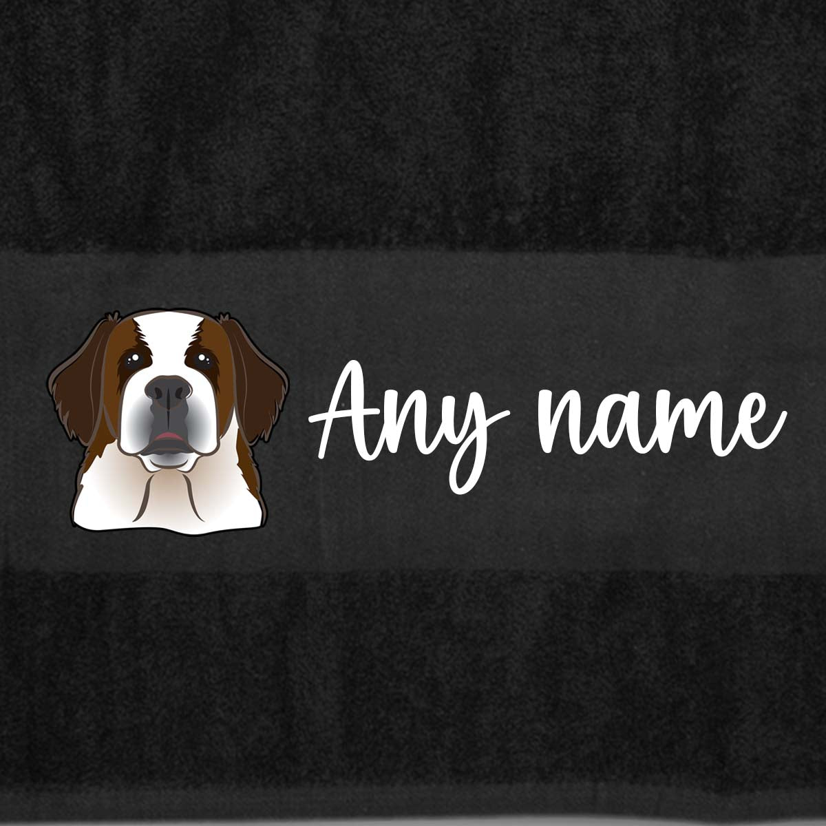 BLACK Any Pet Name And A Choice Of Dog Breed - Travel Towel